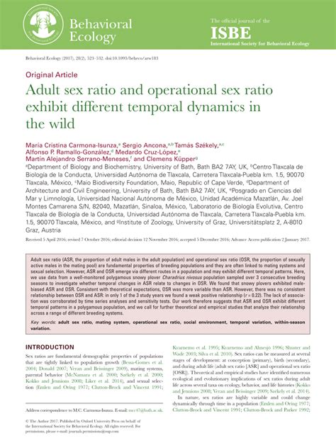 adult sex ratio  operational sex ratio exhibit