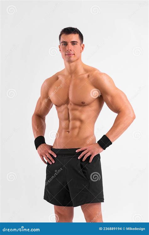 Man Athlete Isolated on White Background. Gym Full Body Workout ...