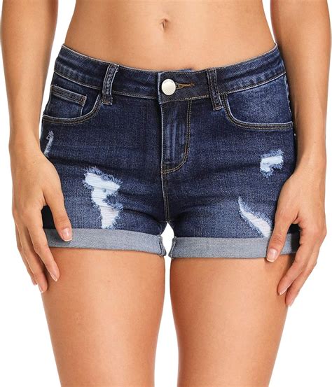 Hocaies Juniors Denim Shorts Womens Distressed Denim Pants Jeans Shorts ...