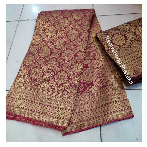 kain songket semi tenun palembang bahan songket set selendang semi