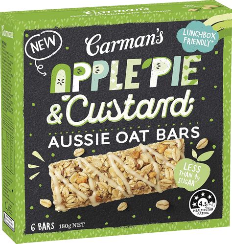 Carman's Bar Aussie Oats Apple Pie & Custard, 180 g, Apple Pie