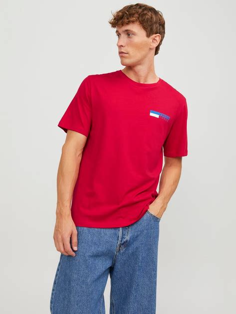 Футболка хлопковая мужская Jack & Jones 12233999 M Красная ...