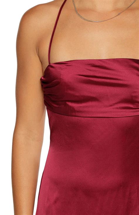 blaise burgundy satin maxi dress beginning boutique nz