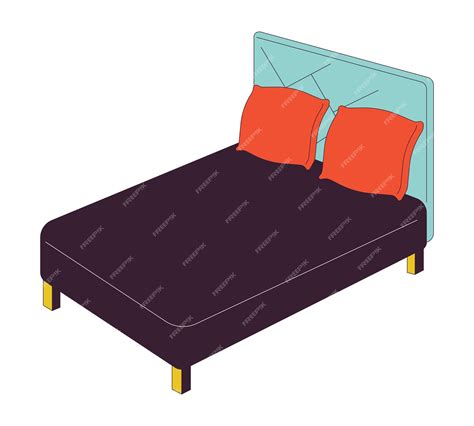 Cama dupla de cabeceira objeto de desenho animado linear 2D lençóis ...