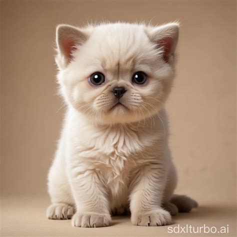 Whimsical Hybrid Kitten British Shorthair Cat with King Charles Spaniel