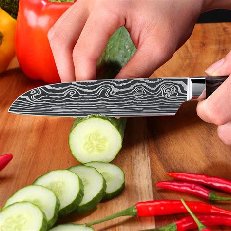Купить Нож Сантоку Многоцелевой нож Фруктовый нож Лазерный дамасский ...