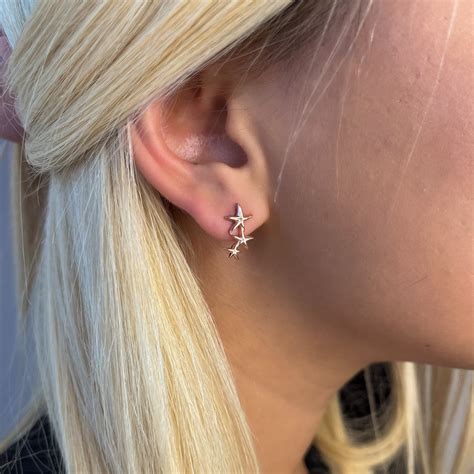 Make A Wish Earrings | 925 Sterling Silver 3-Star Stud Earrings by AC ...