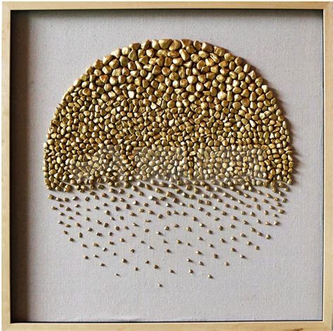 Golden Natural Stone Wall Art, Mixed Media Art 3D Wall Art ...