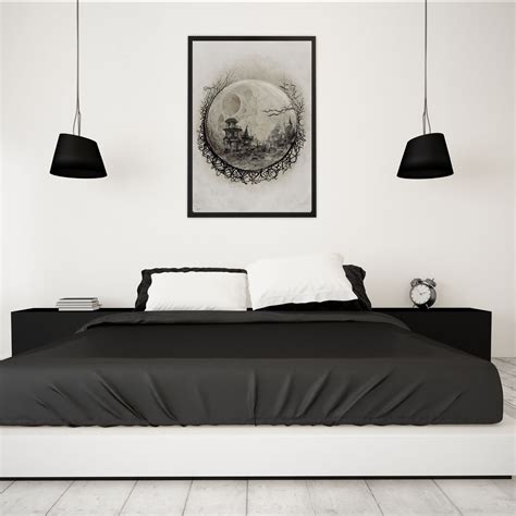 Full Moon Poster Art, Lunar Moon Print, Moon Victorian Poster, Wall Art