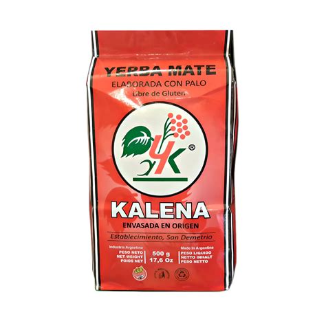 Kalena Yerba Mate Tradicional Elaborada con Palo, 500 g
