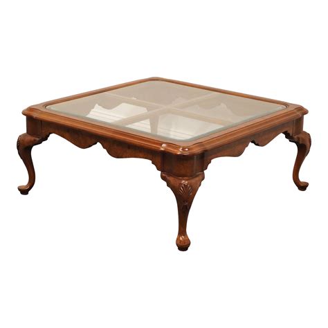 Hekman Furniture Solid Cherry Traditional Style 39" Square Glass Topped