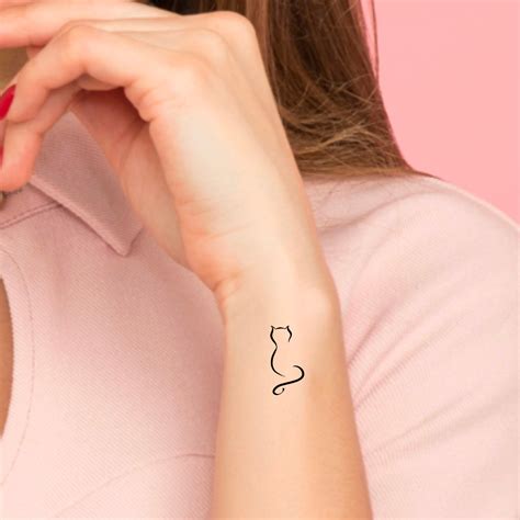 Cat Outline Temporary Tattoo - Etsy