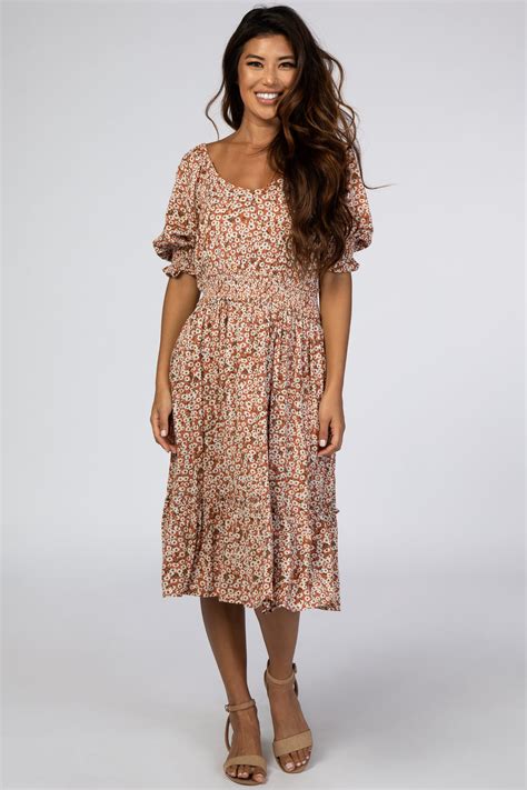 Salmon Floral Dress – PinkBlush