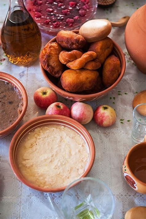 Old Slavonic Food Table With Traditional Old Slavonic Food Background ...