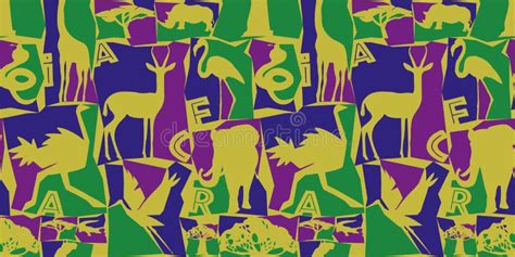 Animals Hand Drawn. Vector Seamless Pattern. Safari Background ...