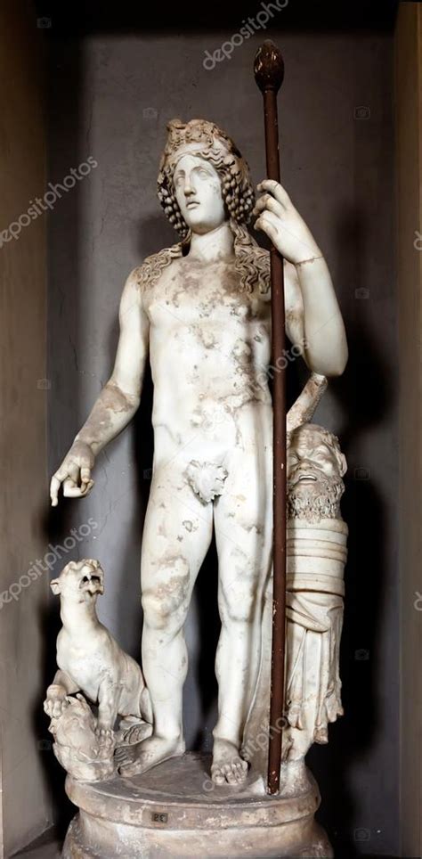 Ancient Greek statue of Dionysus with a dog — Stock Photo © vkorost ...