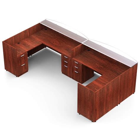 Two Person Reception Desk - Attract 2 Person Reception Desk Glass Top