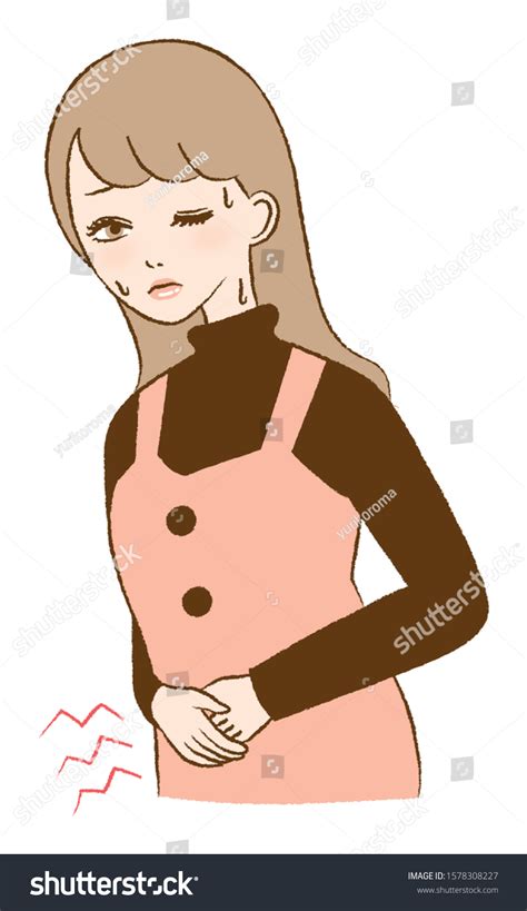 Illustration Woman Abdominal Pain Stock Vector (Royalty Free) 1578308227