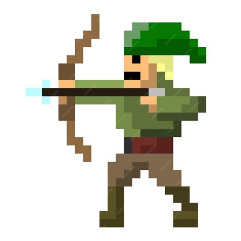 Premium Vector | Archer standing with his bow. Pixel art character
