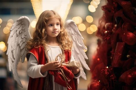 Girl dressed as an angel at Christmas | Premium AI-generated image