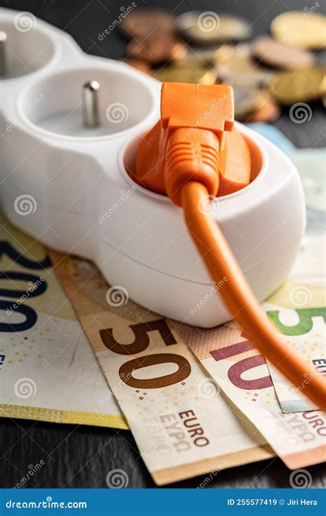 electric plug socket  euro money concept  increasing electric