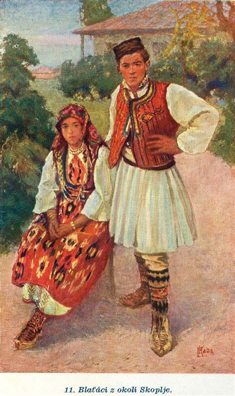 Painting of Macedonians from Skopje, North Macedonia by the Czech ...