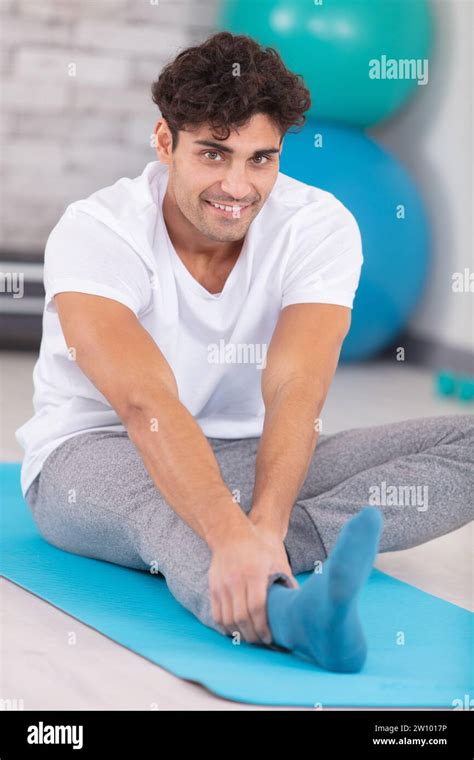 hamstring stretch man  res stock photography  images alamy