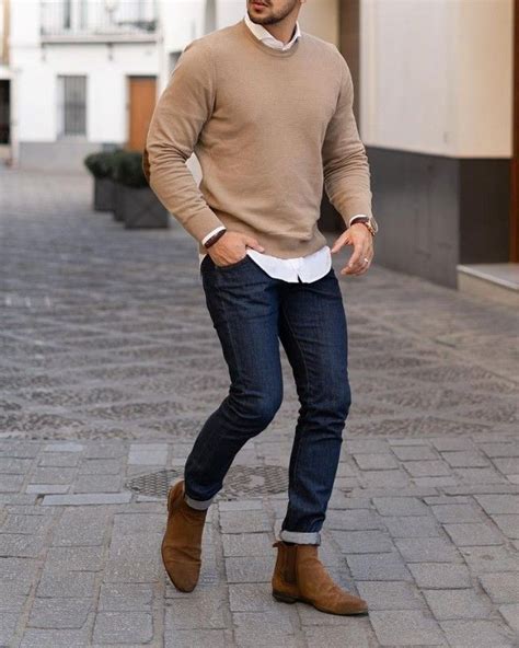 Outfit with chelsea boots Sweater Outfits Men, Fall Outfits Men, Mens ...