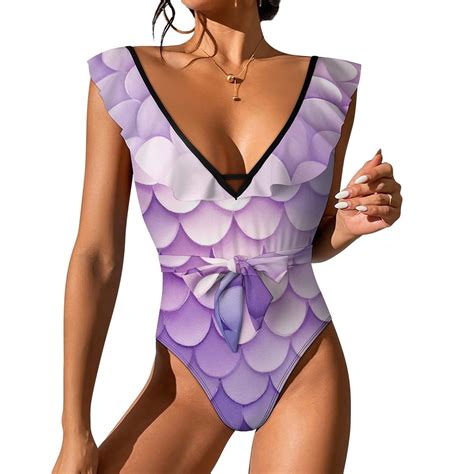 Purple Mermaid Scales Swimsuit Sets Women's Swimwear Summer One-Piece