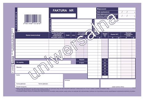Faktura nabywca-odbiorca A5(1+0) Netto F-3/OD - Drukarnia Sieradzki
