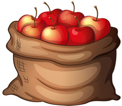 Colorful Clip Art: Sack of Apples for Fall Season