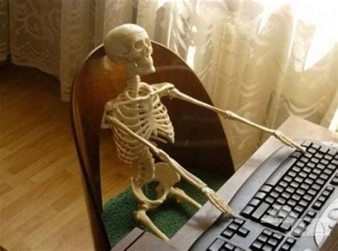 Create meme "the skeleton sitting at the computer, waiting skeleton ...
