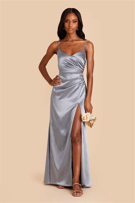 Catherine Dusty Blue Satin Mermaid Bridesmaid Dress | Birdy Grey