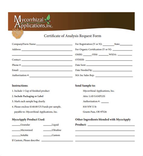 sample certificate  analysis templates  google docs ms