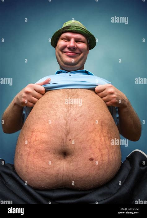 Fat Man With Belly Showing