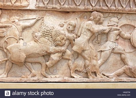 Ancient Greek sculpture representing battle, Greece Stock Photo - Alamy