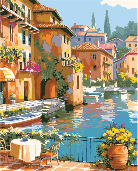 Amazon.com: QUITEDEW Paint by Number for Adults,Town Scenery Paint by ...