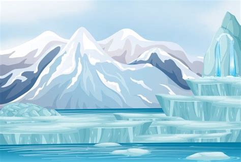 Сцена со снегом на горах | Премиум векторы | Mountain illustration ...