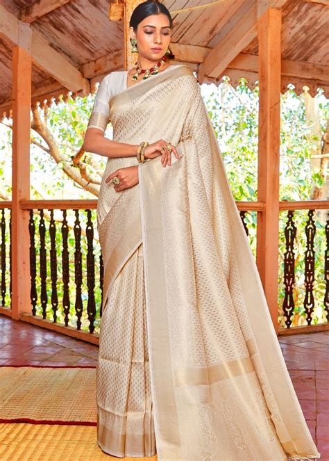 ivory white woven kanjivaram saree limited edition artofit