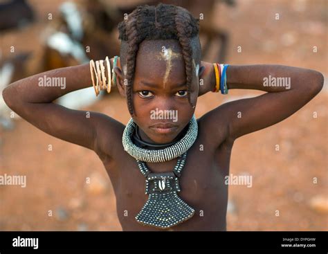 Young Himba Girl With Ethnic Hairstyle, Epupa, Namibia Stock Photo ...