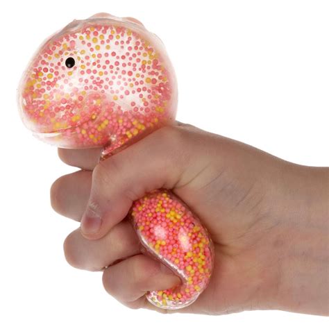 Игрушка-антистресс 1TOY Жмяка Динозавр с шариками из пенопласта розово ...