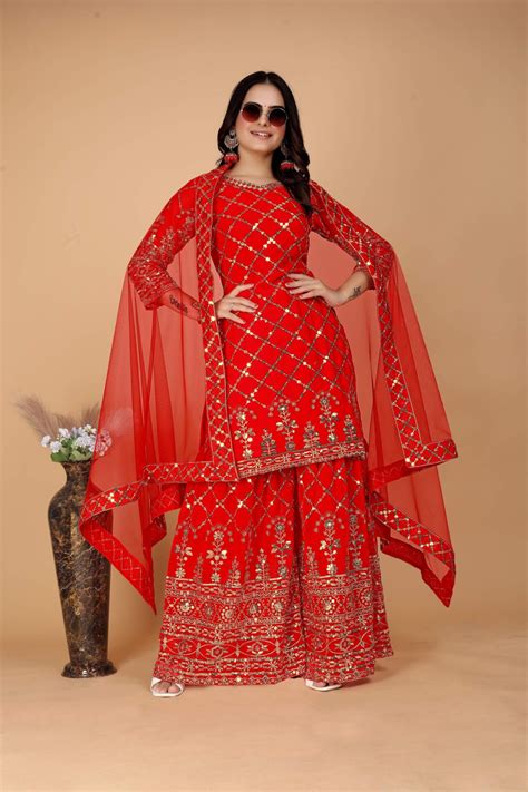 simple punjabi sharara suits for wedding 8