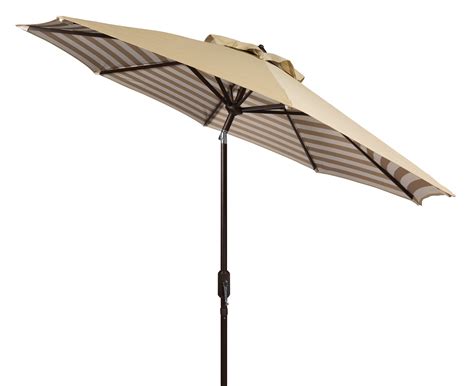 Safavieh Athens 9' Market Crank Striped Patio Umbrella, Beige/White ...