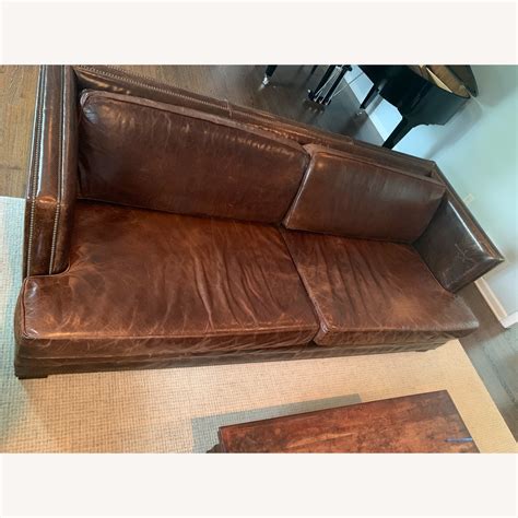 Restoration Hardware Nailhead Trim Leather Sofa - AptDeco