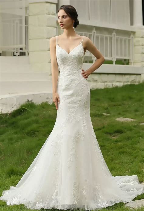 Spaghetti Beading Strap Fit To Flare Wedding Dress | Bridal Australia™