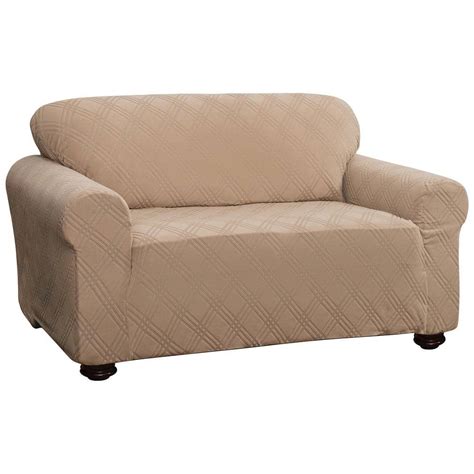 Stretch Sensations Beige Stretch Double Diamond Beige Loveseat ...