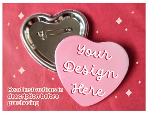 Custom Heart Pinback Button, Personalized Design, Optional Holographic ...