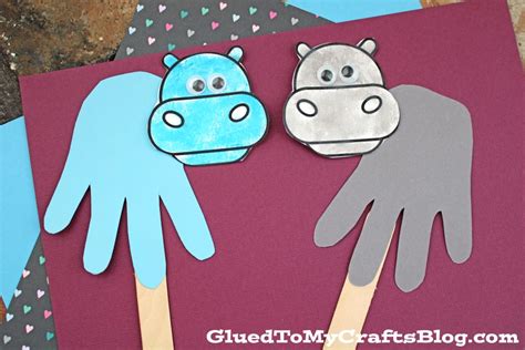 Handprint Hippo Puppet Craft
