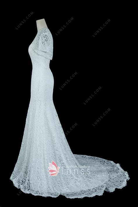 Illusion Lace Mermaid Wedding Dress with Bolero Jacket - Lunss