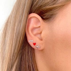 Plane Stud Earrings in Sterling Silver, Gold Plated Airplane Cartilage ...